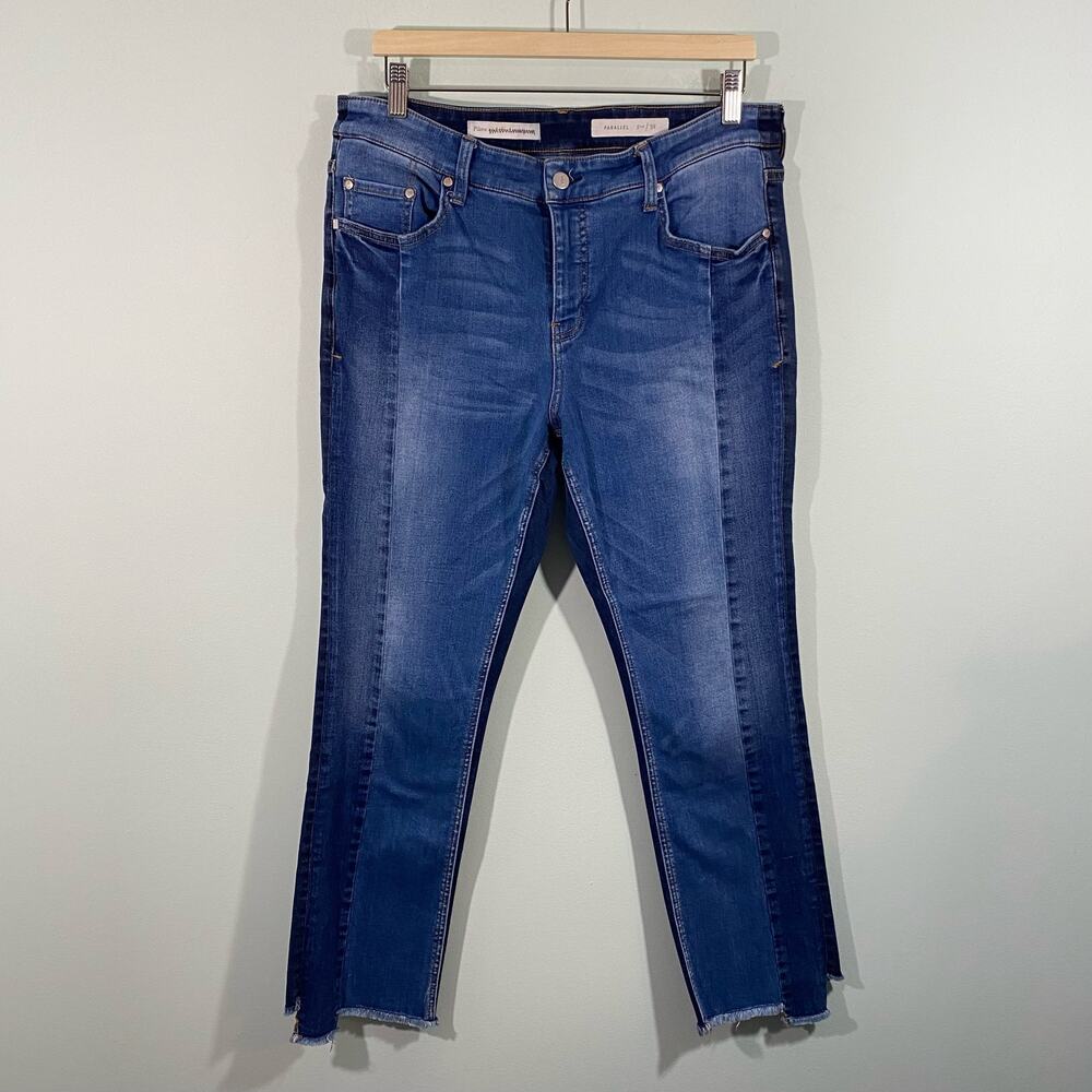 Pilcro And the Letterpress Blue Patchwork Panels Parallel Straight Jeans Size 32